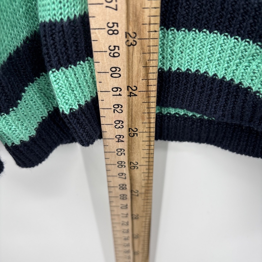 Talbots Sweater Womens M Green Black V Neck 100% Linen Knit Pullover Coastal - Picture 7 of 10